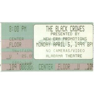 Vintage 1999 Black Crowes Concert Ticket Stub Birmingham AL